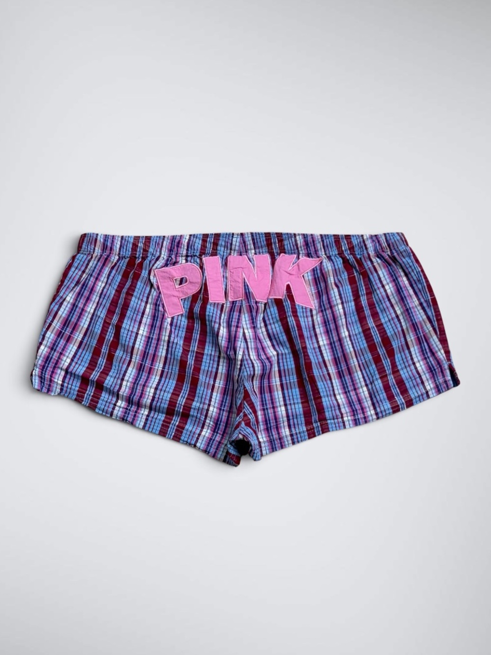Vintage Y2K Victoria’s Secret PINK Plaid Boxer Shorts w/ Back Spellout